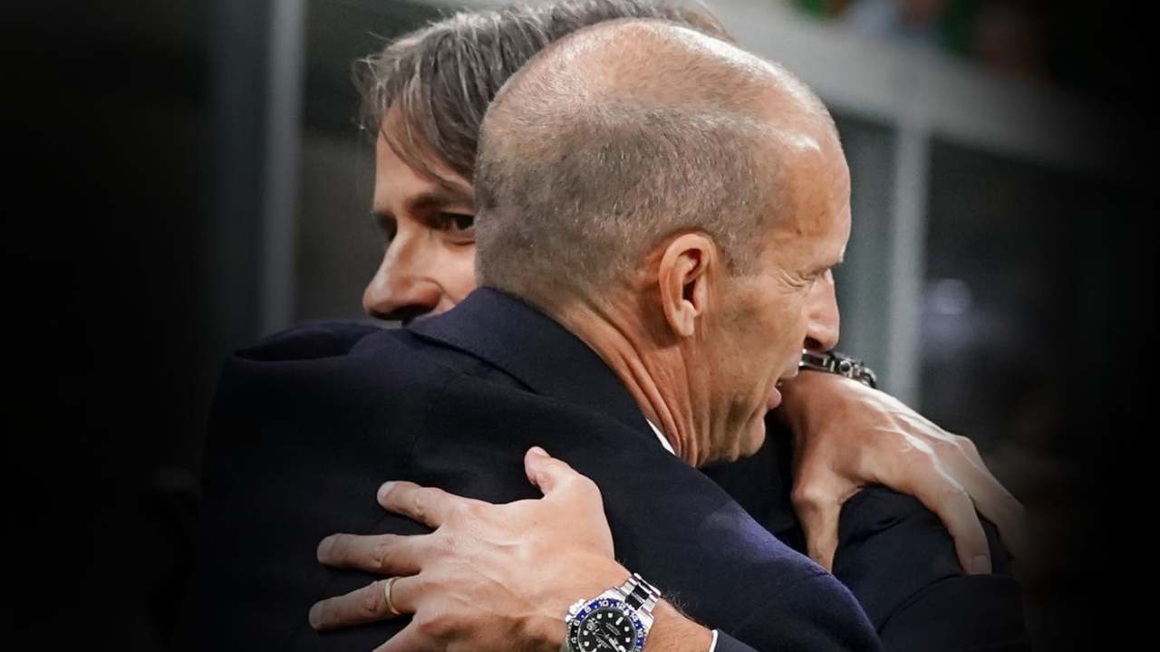 Inzaghi e Allegri si abbracciano Juventus-Inter