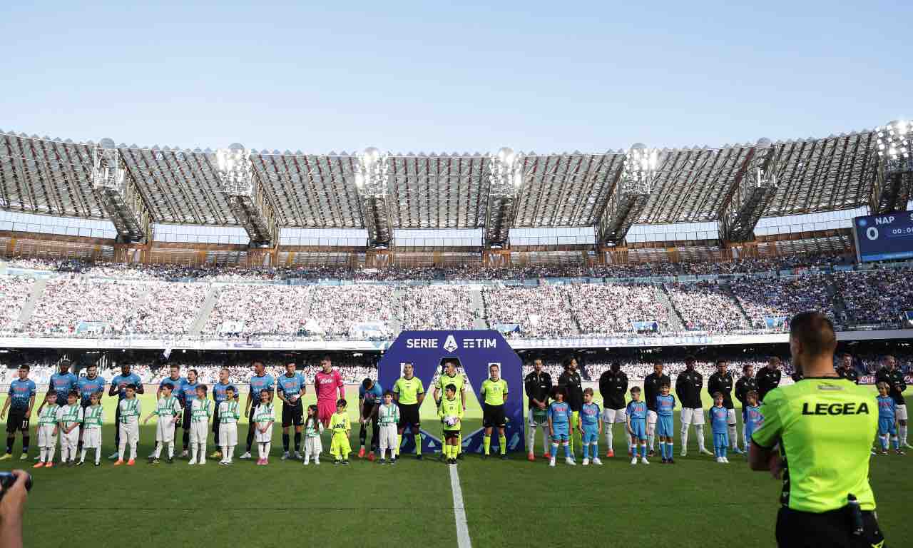 Squadre schierate in campo per Napoli-Sassuolo
