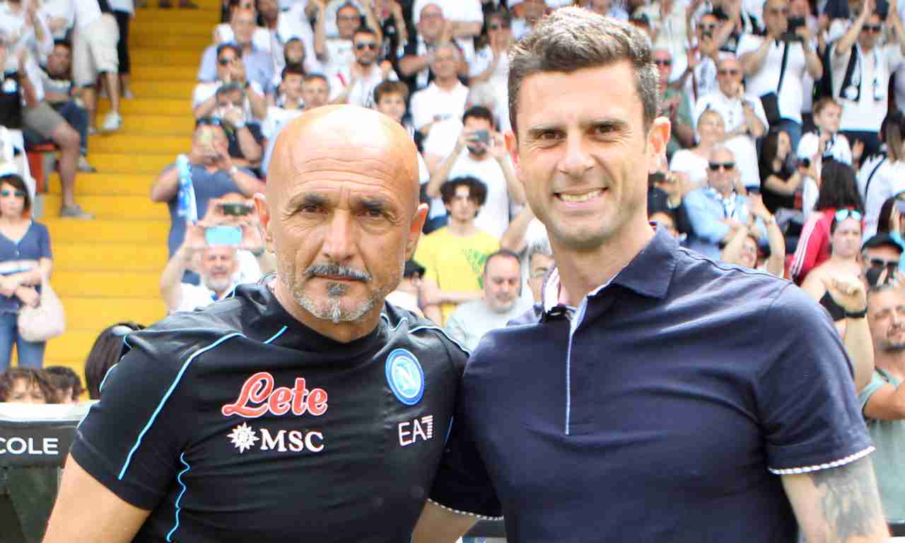 Napoli-Bologna, Thiago Motta e Spalletti in posa