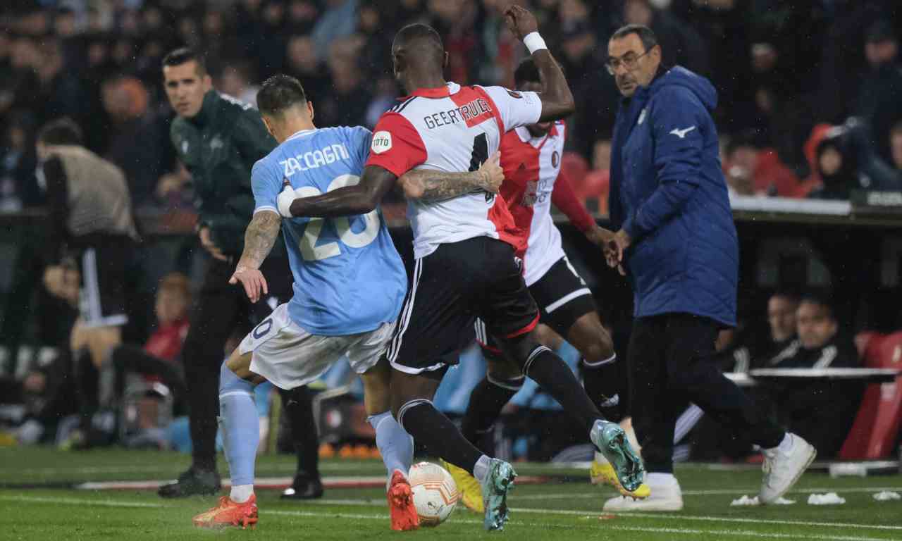 Feyenoord-Lazio, calciatori in azione