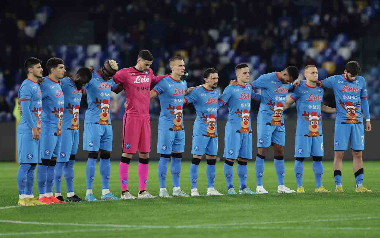 Il Napoli schierato in campo in amichevole