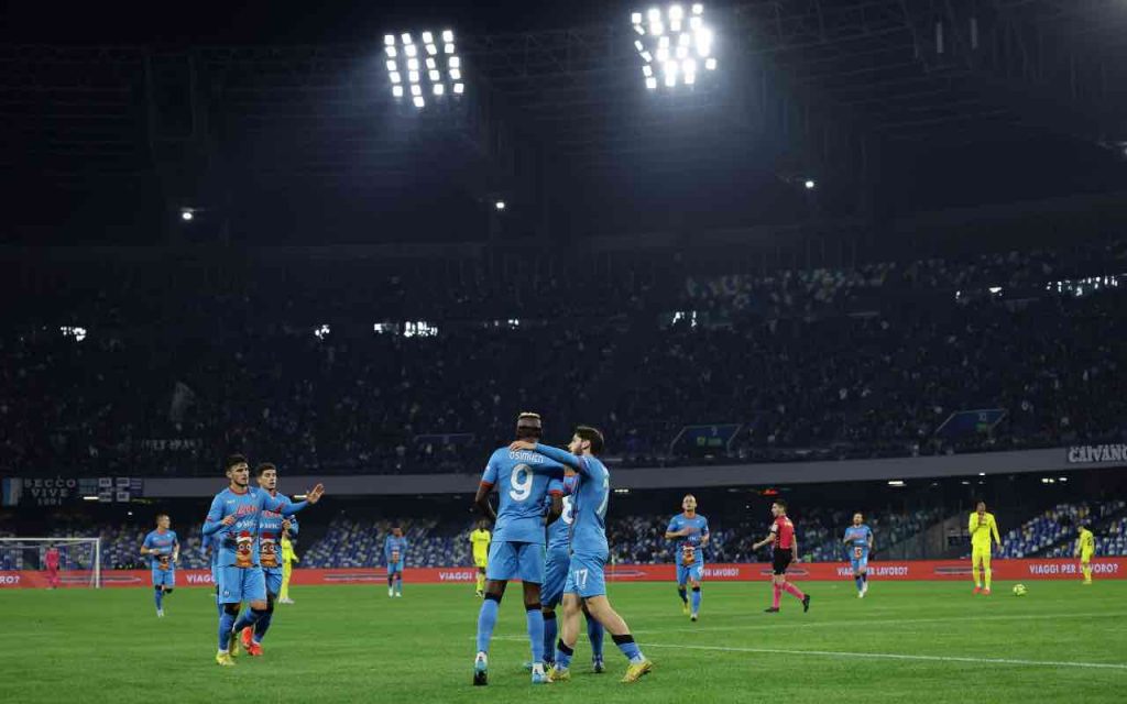 Il Napoli esulta dopo un gol