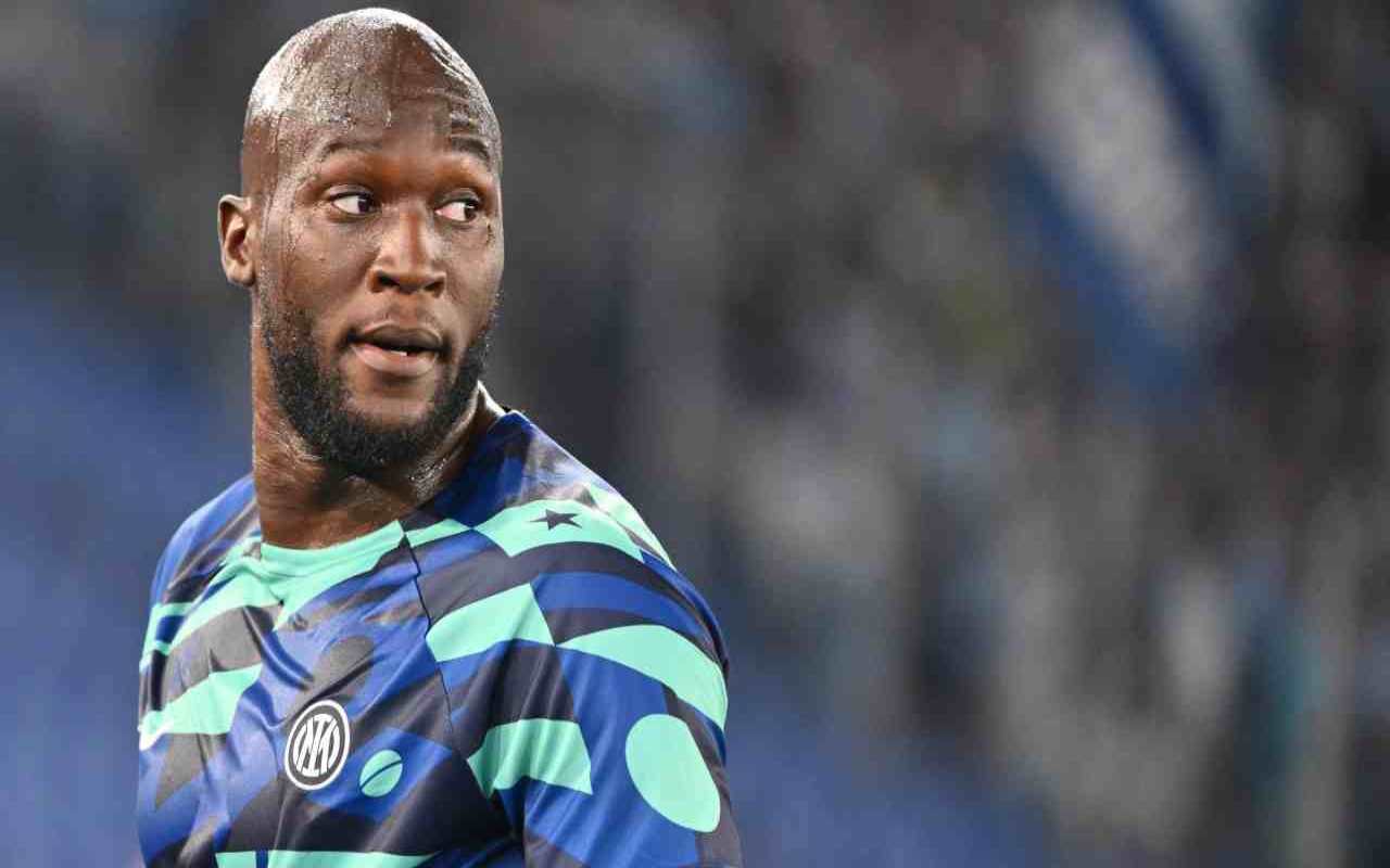 Lukaku durante le fasi di riscaldamento