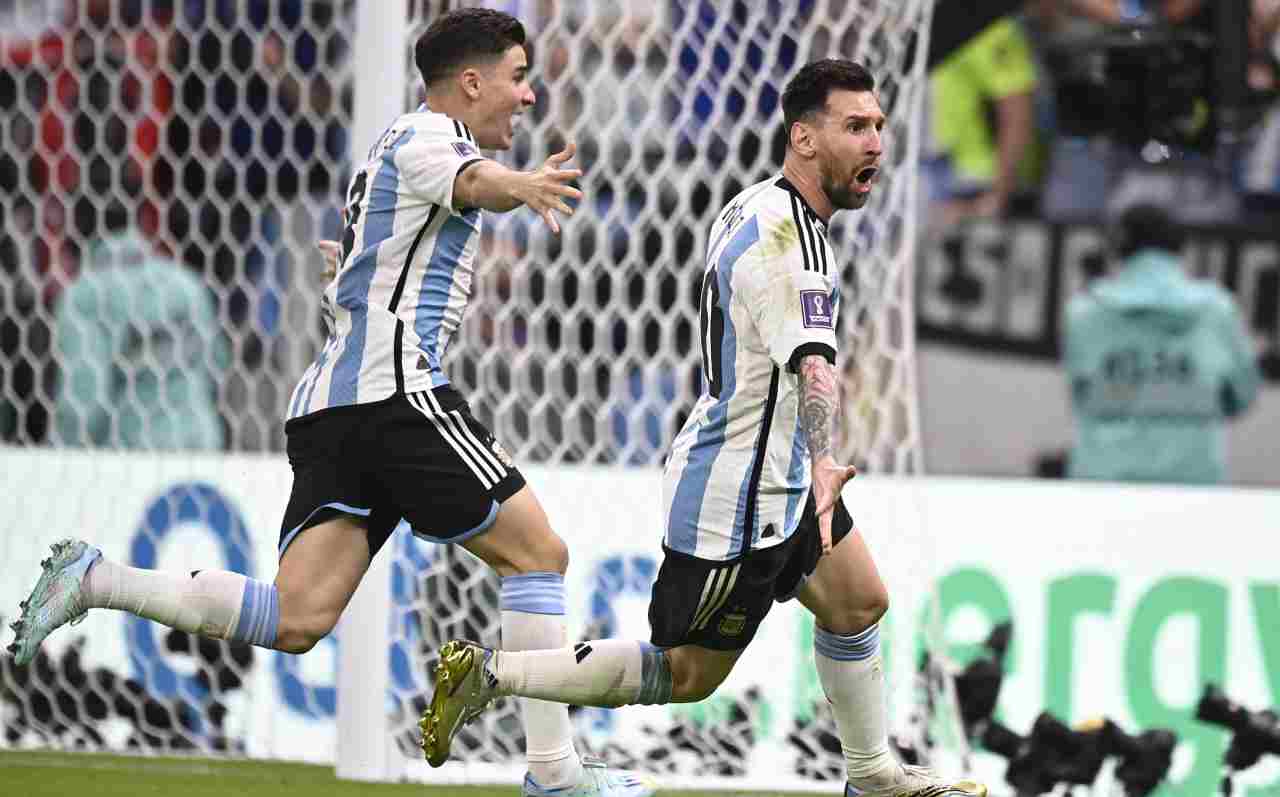 Argentina-Francia, Messi esulta dopo il gol