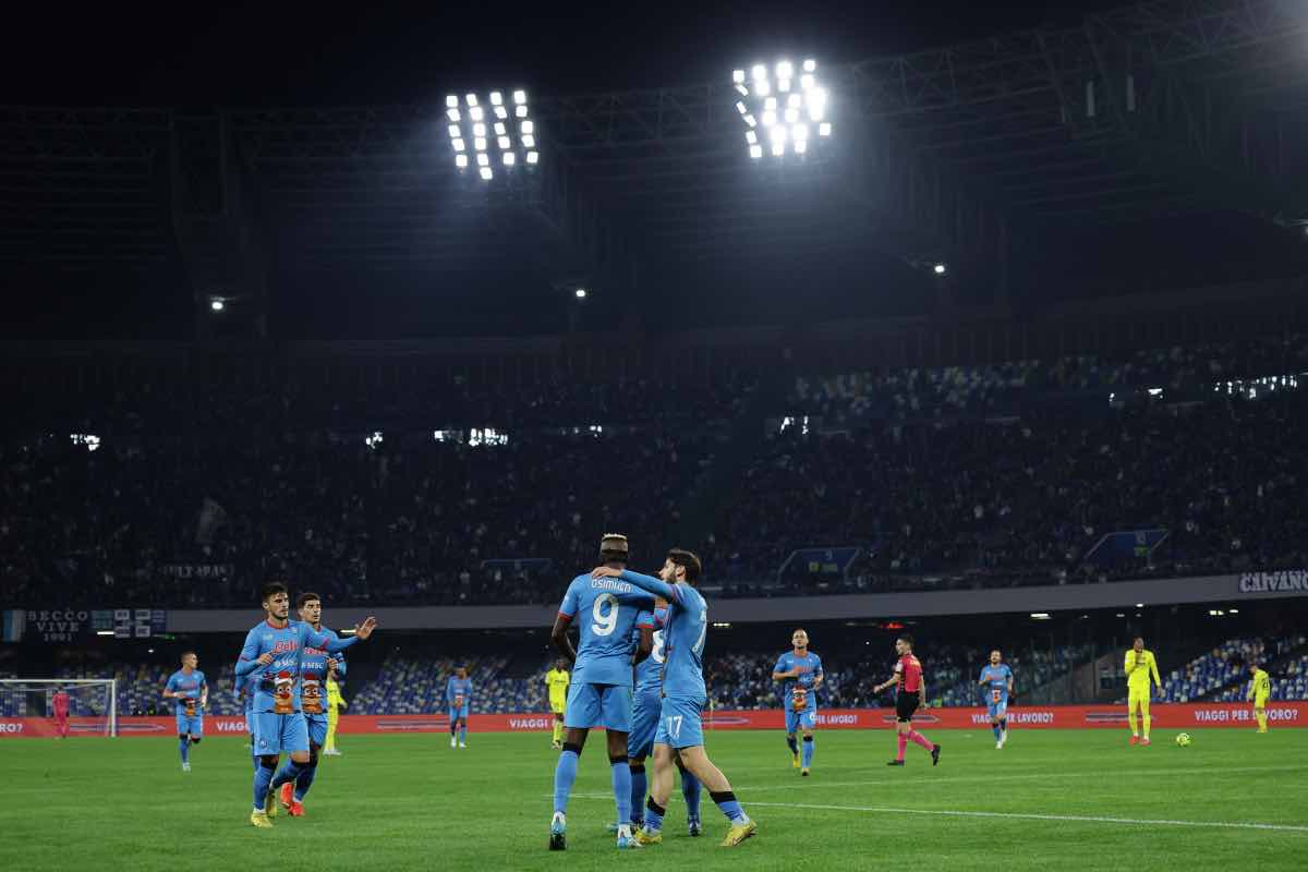 Il Napoli esulta contro il Villarreal