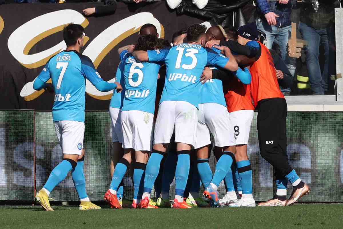 L'esultanza del Napoli contro lo Spezia