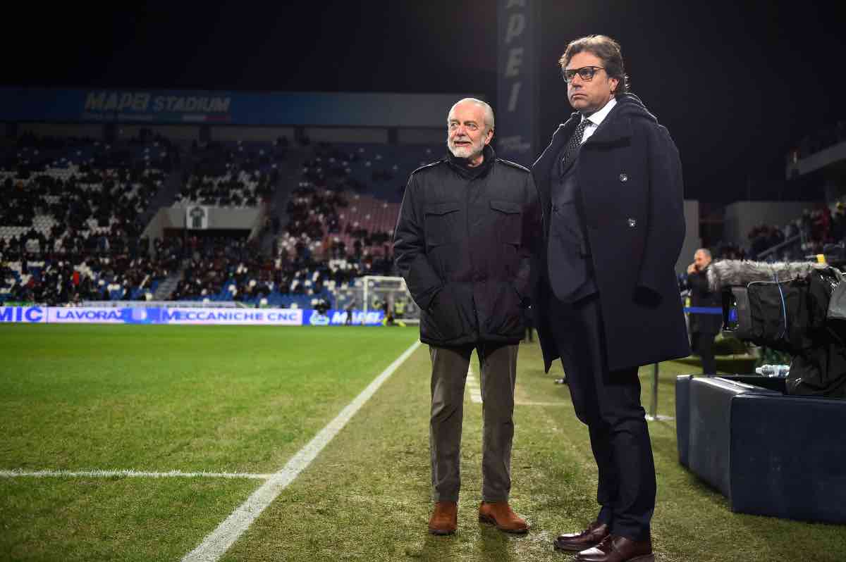 Giuntoli e De Laurentiis a bordocampo