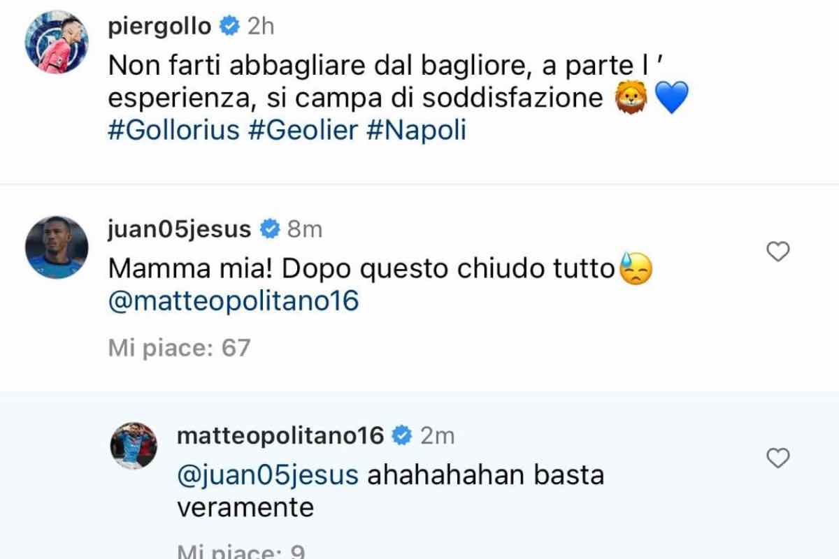 Post social Gollini, Juan Jesus e Politano