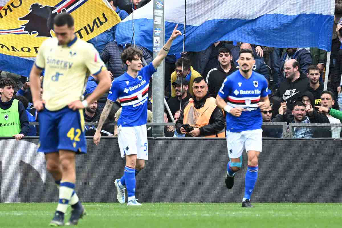 Zanoli esulta con la Sampdoria