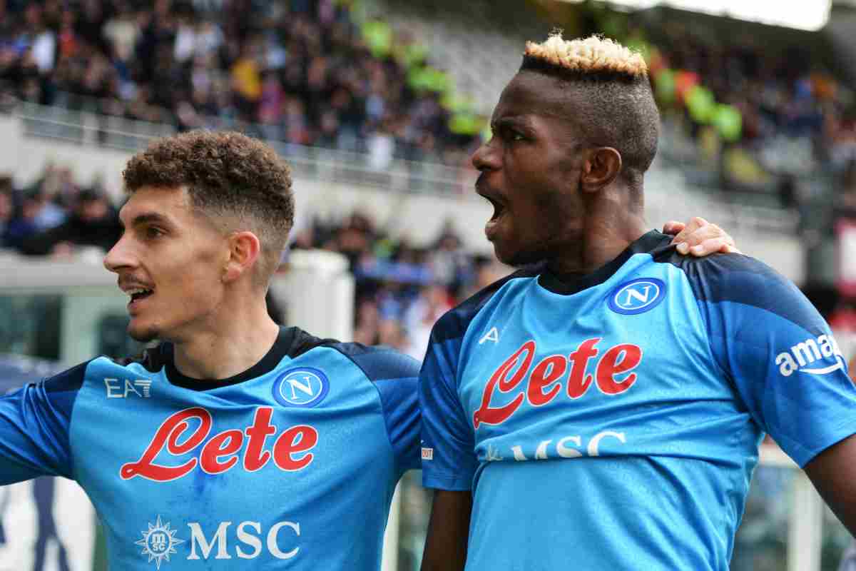 Osimhen e Di Lorenzo esultano Napoli