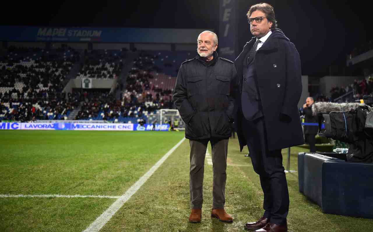 Napoli, Giuntoli e De Laurentiis a bordo campo