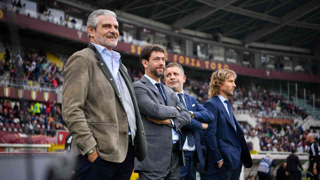 Arrivabene, Agnelli, Cherubini, Nedved a bordocampo Juventus