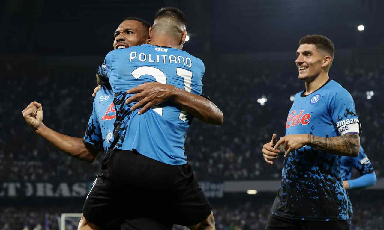 Napoli, Juan Jesus esulta con Politano e Di Lorenzo