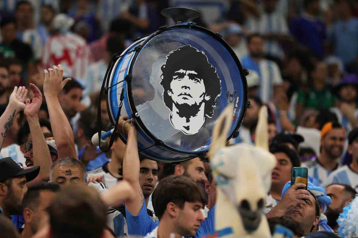 Tamburo con l'immagine di Maradona