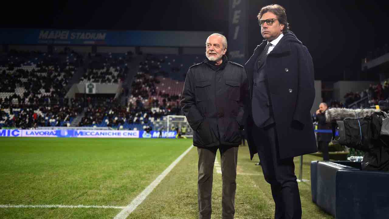 Cristiano Giuntoli ed Aurelio De Laurentiis in campo