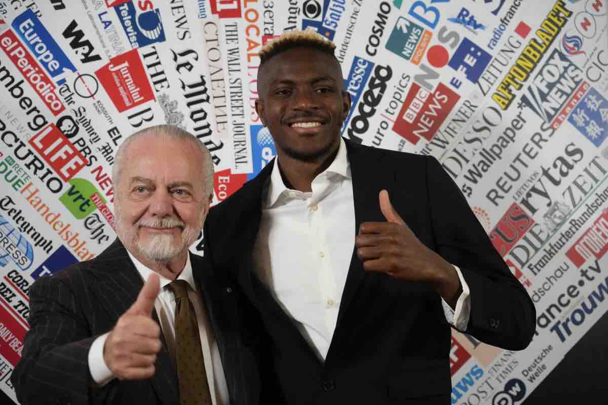 De Laurentiis sorridente con Osimhen