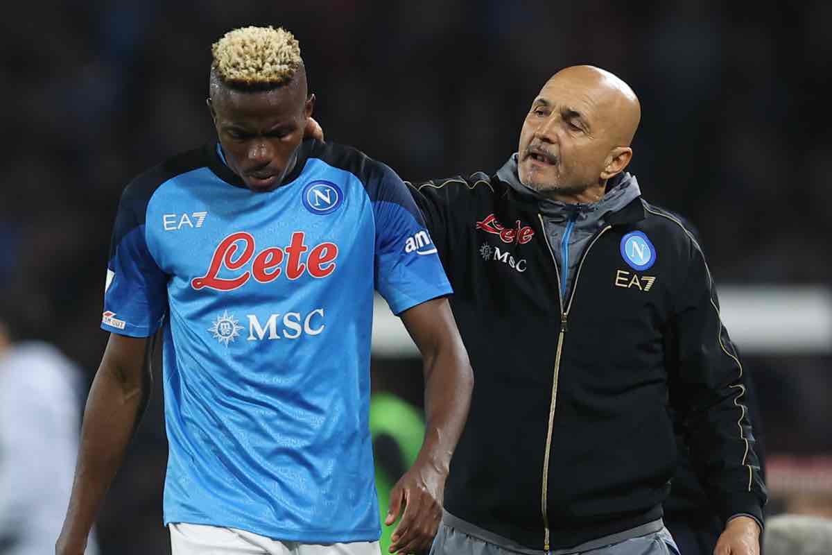 Spalletti ed Osimhen a bordocampo