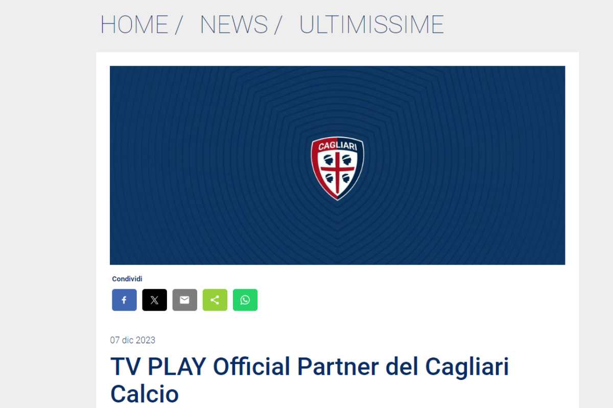 TvPlay partnership Cagliari