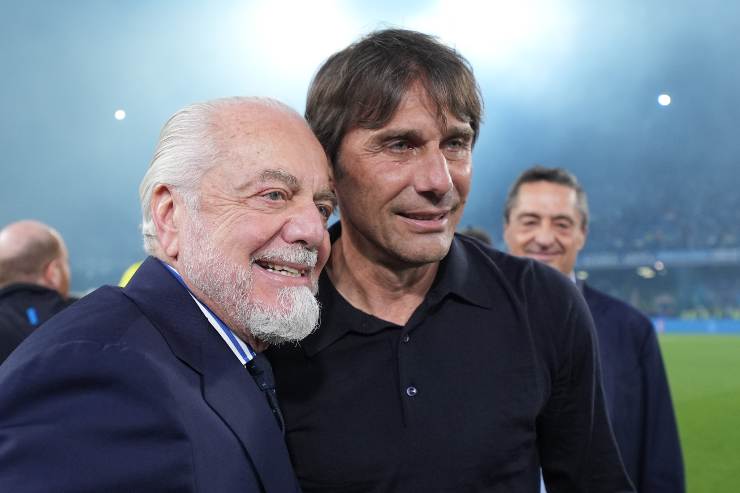 Conte festeggia con De Laurentiis